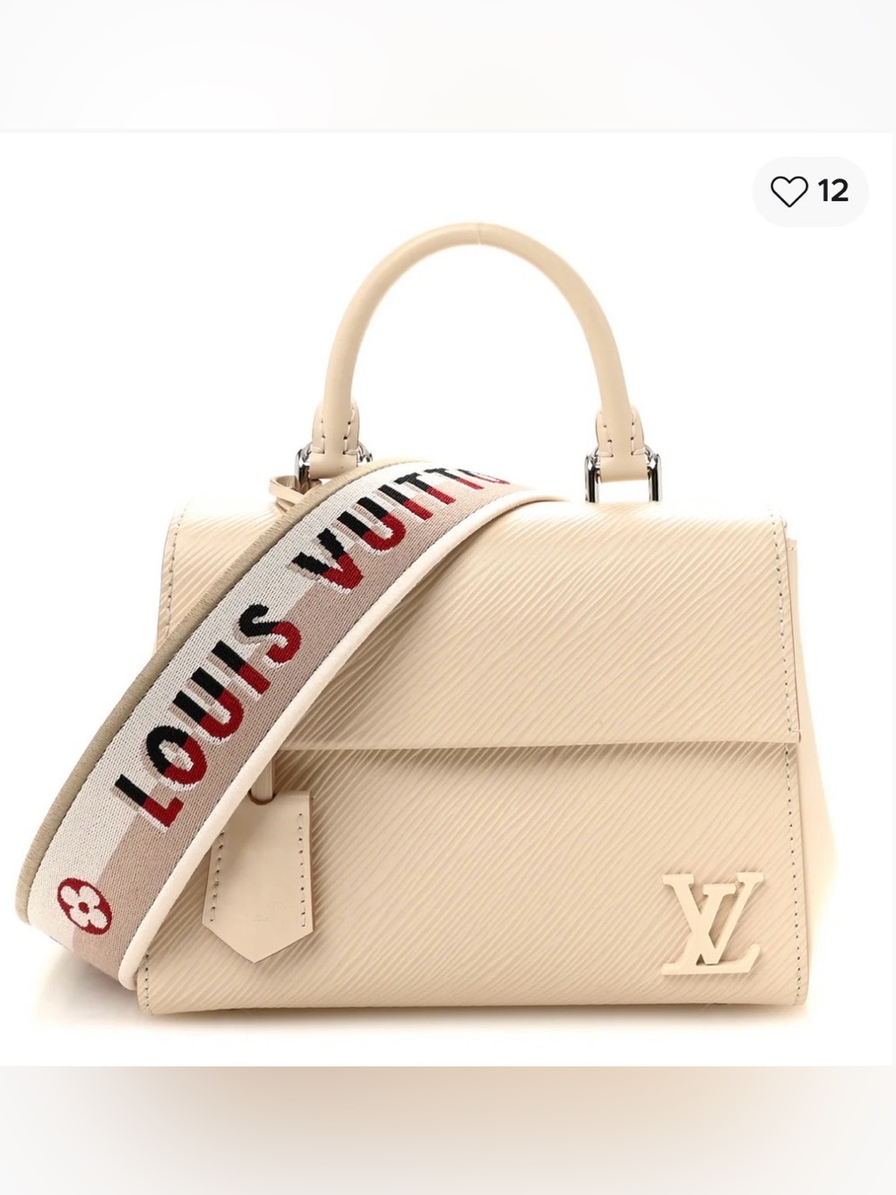 Louis Vuitton Mini Cluny Bag Purse in Quartz with Strap, Cream